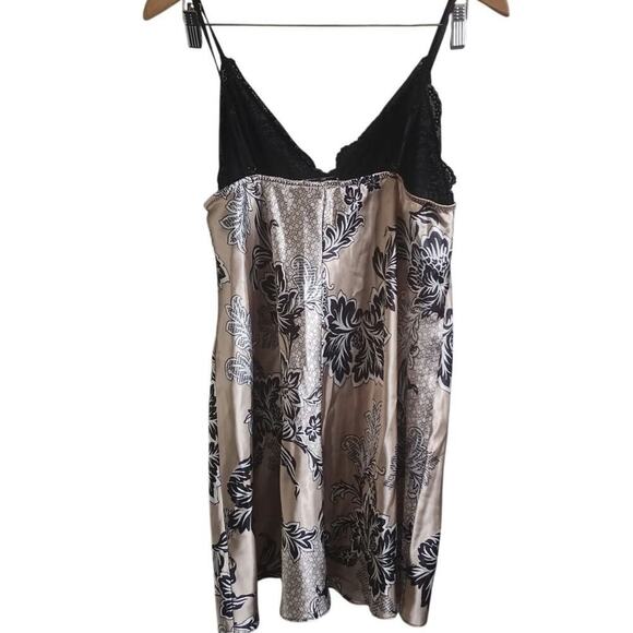 Linea Donatella Floral Chemise Beige Black Womens Large - Picture 3 of 5